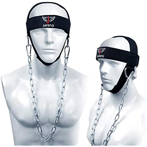 Jayefo Sports Neck Training Exerciser Harness Traps Muscle Builder Head Harness Home Gym for Strength Fitness Powerlifting Workout Boxing MMA Strong Neck Steel Chain Exerciser Strengthener Cover