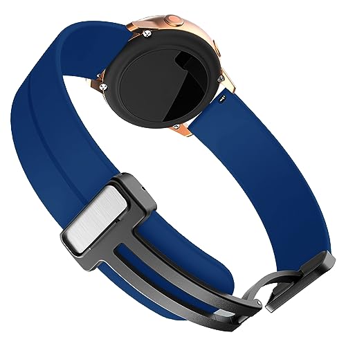Image of ACM Watch Strap Silicone Belt Magnetic Clasp 20mm compatible with Samsung Galaxy Watch 6 Classic 44mm & 47mm Smartwatch Sports Hook Band Dark Blue