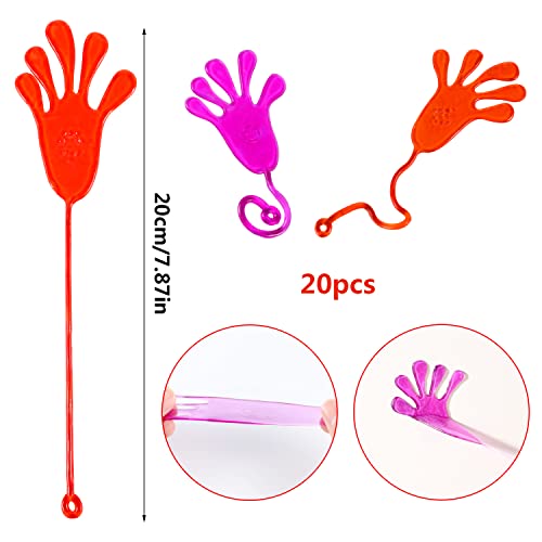 20 Pcs Sticky Hands Toys, Colorful Kids Party Favors Easter Egg Fillers Goodie Bag Stuffers Hands Stretchy Climbing Sticky Toys Slap Hands for Kids Children Novelty Funny Birthday (Random Color) - Image 3