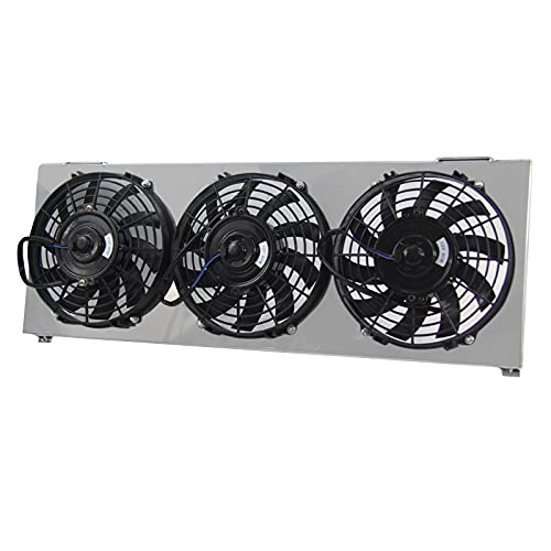 ECMRAD Aluminum Radiator's Shroud+3x9''Fans Compatible with Jeep Cherokee XJ 2.5l 4.0l 1991-2001
