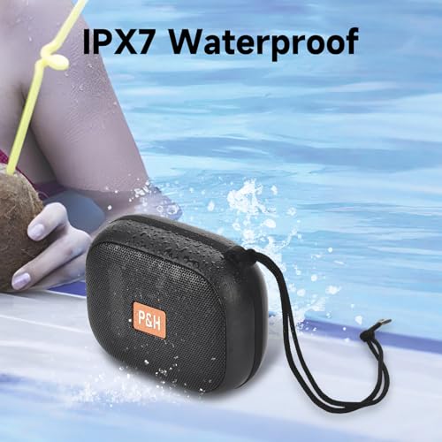 Image of Portable Bluetooth Speaker, Small Speakers Bluetooth Wireless, IPX7 Waterproof Bluetooth Speaker Suitable for in Bathroom, Pools, Boating and Hiking Black