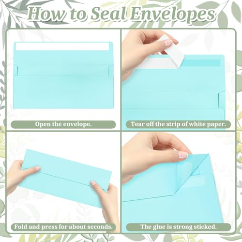 Image of 50 Pcs #10 Light Blue Envelopes Letter Size Self Seal, Business Envelopes