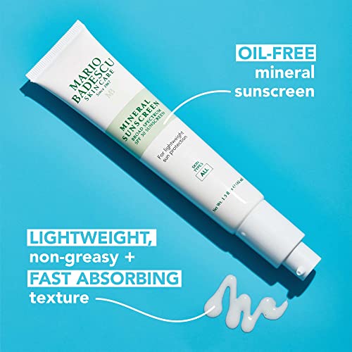 Image of Mario Badescu Mineral Sunscreen SPF 30 for All Skin Types | Reef Safe, Oil-free Moisturizer Formulated with Zinc Oxide, Hyaluronic Acid & Antioxidants | 1.5 Fl Oz
