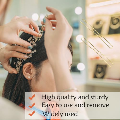 image for 330 Count U Shaped Hair Pins Blonde, YINGFENG 2.4inch Gold Bun Pins Bu