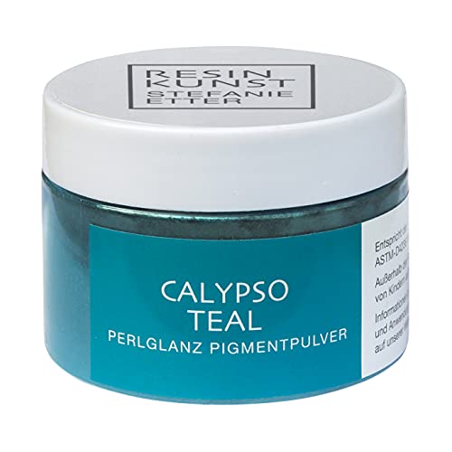 Resin Kunst Perlglanz Pigmentpulver, Calypso Teal, 50 g, Mica Pulver, Farbpigmente, Farbe für Kunstharz, Epoxidharzfarbe in grünblau