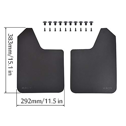 Image of XUKEY Universal Mud Flaps, Front and Rear Deluxe Molded Black Splash Guards, PP+TPO Plastic, 2-Pack Set with Screw Fixings, for Car, Pickup, SUV, Van, Truck