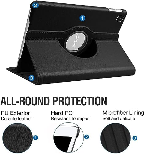 World biz Case For Samsung Galaxy Tab A7 Lite 8.7 Inch 2021 Tablet (SM-T220/T225/T227), 360 Degree Rotation Protective Stand Leather Cover, Auto Wake/Sleep Galaxy Tab A7 Lite 8.7'' (Black) - Image 5