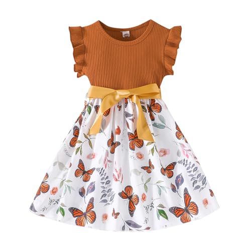 Kilrygh Toddler Girls Dress, Ruffle Sleeveless Summer Baby Girl Fashion Dresses 4-5Y Brown