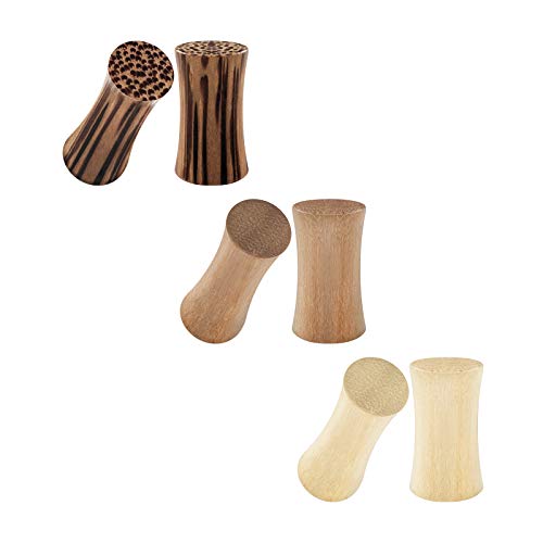 3 Pairs Wood Double Flared Saddle Piercing Jewelry Ear Stretcher Black horn Flesh Plugs Earring Lobe