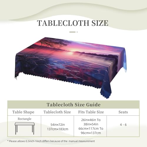 Nappe rectangulaire 137 x 183 cm style rustique motif coucher de soleil