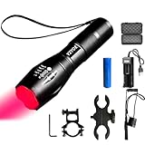 YZYOE Lampe de poche tactique rechargeable Red Light, lampe de poche zoomable Red Hunting Light 500 yards, Lampe porcine Predator avec pressostat Universal picatinni Rail Mount Kit.