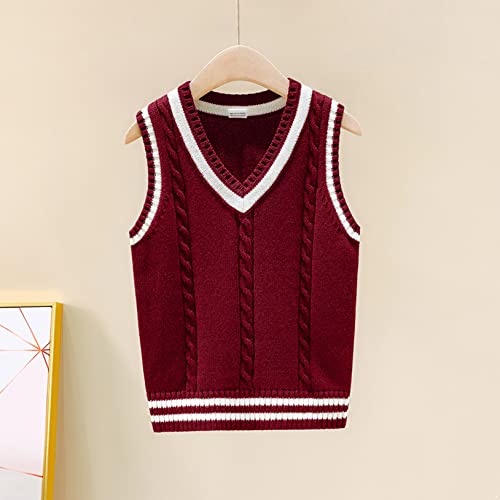 Hularka Kids Boys Girls Sleeveless V Neck Cable Knit Sweater Vest School Uniform Pullover Tank Top Waistcoat Knitwear2
