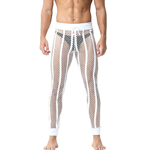 Men's Mesh See Through Pajama Breathable Long Pants Sleep Lounge Nightwear Homewear Bottoms2