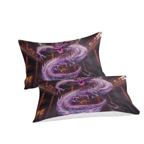 Housse de couette dragon 3D avec fermeture éclair parure de lit double douce
