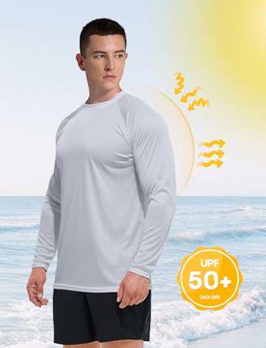 GKVK Men's Rash Guard Shirts SPF UPF 50+ UV Sun Protection Long Sleeve Swim T-Shirts Lightweight Quick Dry Athletic Shirt3