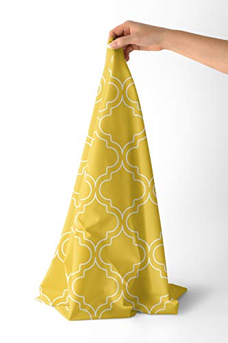 Image of Encasa XO Printed Satin Fabric by Meter - Trellis Yellow, 58 Inch Width (147 cm), Soft Polyester Cloth for Curtains, Cushion Covers, Dresses, Kurtis, Crafts, Craft Sewing & Home Decor