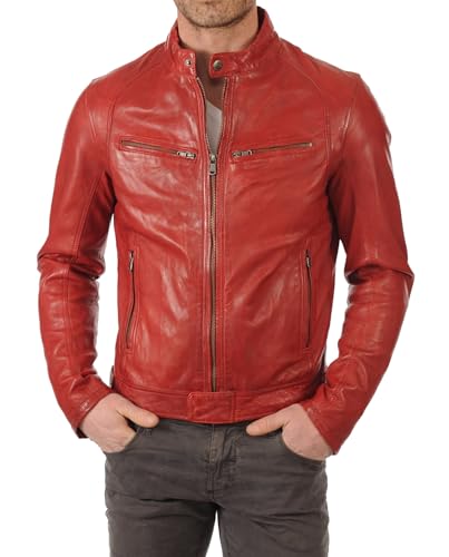 Men's Genuine Lambskin Leather Classic Brown Biker Style Jacket | lambskin Jackets For Men #10
