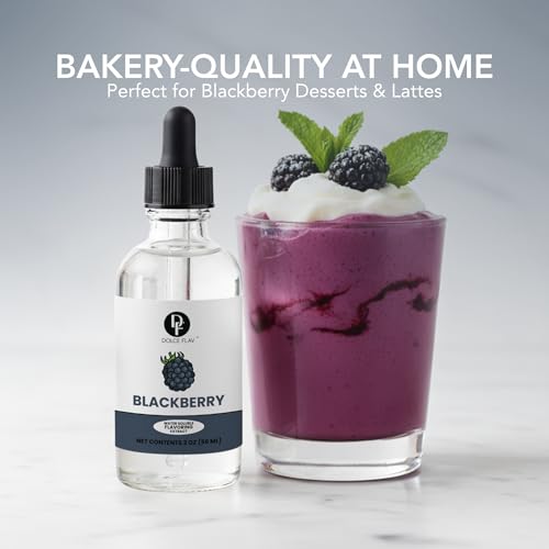 Dolce Flav Blackberry Extract - 2 Ounce Water-Soluble Multipurpose Flavoring Ideal for Baked Goods, Beverages, Coffee, Desserts & Ice Cream - Perfect Kitchen Gift for Holidays