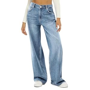 HDLTE Women Wide Leg Jeans High Waist Baggy Jeans Loose Boyfriend Jeans Denim Pants Y2K