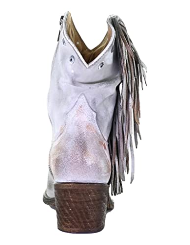 Circle G LADIE'S GREY STUDS & FRINGES ANKLE BOOT ROUND TOE, RUBBER SOLE, URBAN Q01694