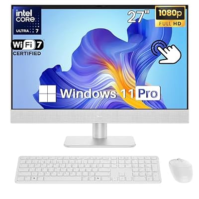 Dell 27 All-in-One Desktop Computer Touchscreen 2026, Intel Ultra 7 355(8-Cores), 64GB DDR5, 2TB SSD, 27-inch FHD WVA Display, Pen Support, Win 11 Pro, Wi-Fi 7, BT 6, Copilot+ PC, KB and Mouse