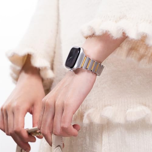 Image of Magnetic Titanium Band Compatible with Apple Watch Ultra 3 /2 /1 Band 49mm Series 11 10 46mm 45mm 44mm 42mm SE 3 /2 /1 9 8 7 6 5 4,Luxury Silicone Dual-Layer Link For iwatch Men Women