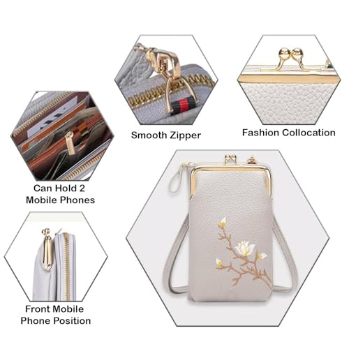 Indefinitet Women Sling Cross-Body Wallet with Mobile Cell Phone Holder Pocket Purse Lightweight Mini Coin Clutch Bag2
