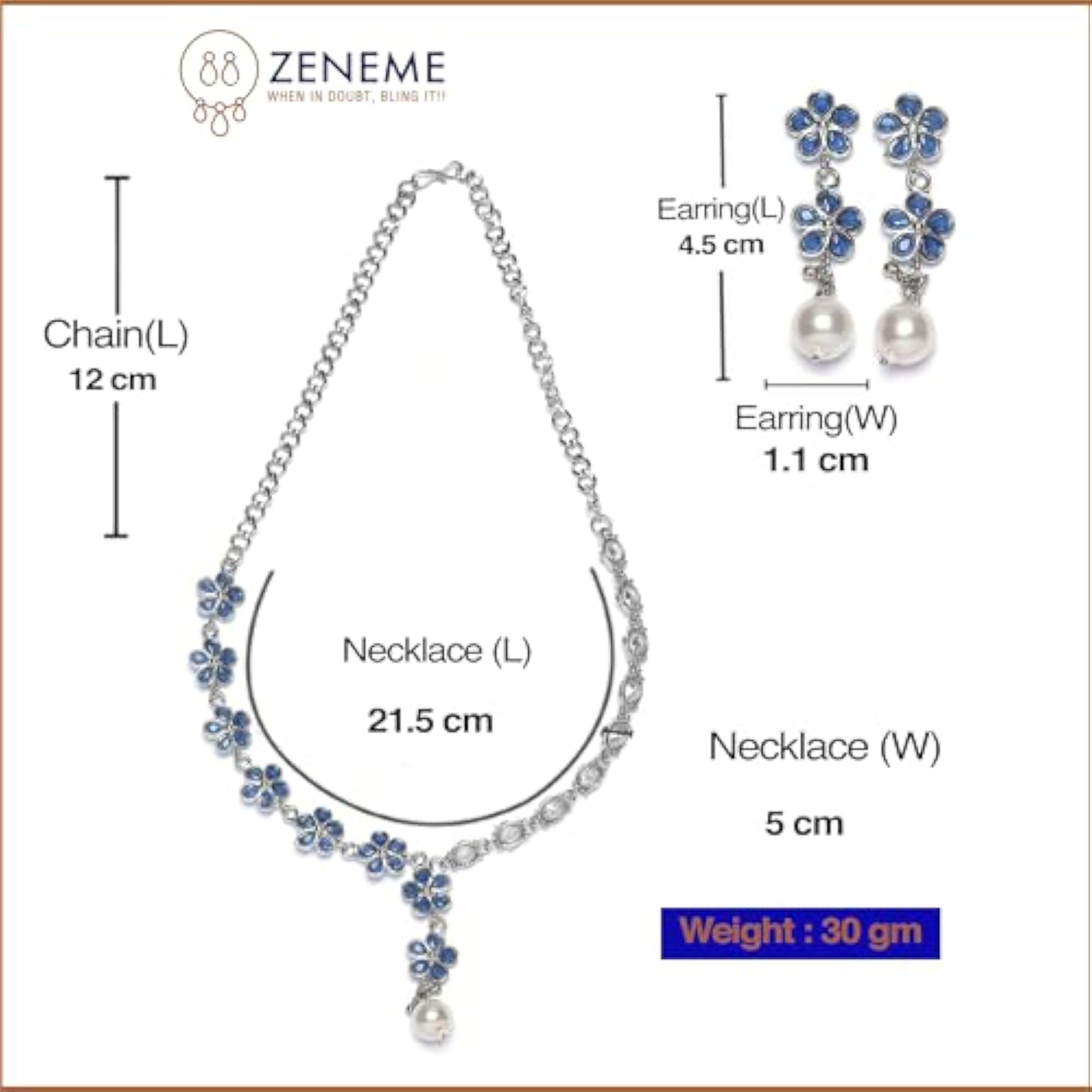 Flower Shape Diamond Necklace Set