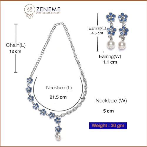 Flower Shape Diamond Necklace Set