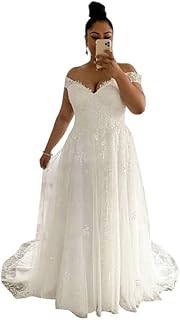 Plus Size Boho Beach Wedding Dress for Bride A-Line Lace Appliques Wedding Bridal Gowns for Women LSW112