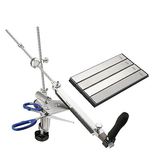 IMAGE Messerschärfer Profi, Messerschärfsystem 360° Flip Drehung mit festem Winkel, Edelstahl Messerschleifer Set mit 4 Diamant Schleifstein 240/400/600/1000 für Küchenmesser, Kochmesser