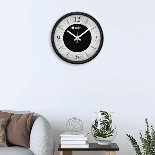 Image of Bosco Decorative Non Ticking Silent, Black and White 30 CM, Modern Design Round Wall Clock for Home, Living Room, Bedroom, Office and Kitchen | BWC-1601