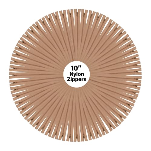 Image of Mandala Crafts 100 PCs Tan Closed-End 10 Inches Nylon Zippers for Sewing