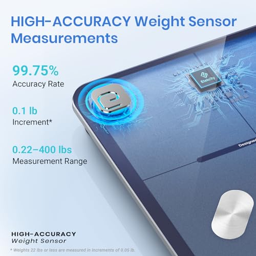 Image of Etekcity Smart Scale for Body Weight and Fat Percentage, Digital Bathroom Accurate Weighing Machine for People's BMI Muscle, Bluetooth Electronic Body Composition Monitor Syncs with App, 400lb