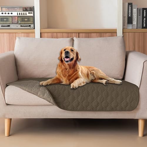 Image of gogobunny 100% Double Sided Waterproof Dog Blanket Soft Pet Bed Cover Reversible Protect Furniture Couch Sofa Car for Puppy Cat Kids (Dark Walnut /Light Walnut, 32x53 Inch (Pack of 1))