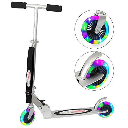 ChromeWheels Scooter for Kids, Deluxe 2 Wheel Kick Scooters 4 Adjustable Height