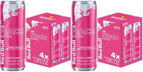 Image of Red Bull White Peach Summer Edition Energy Drink, with 114mg Caffeine plus Taurine & B Vitamins, 12 Fl Oz, 8 Pack