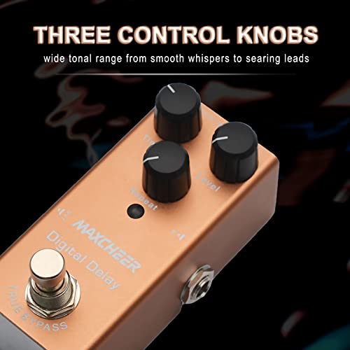 Maxcheer Electric Guitar Digital Delay Pedal Time/Level/Repeat Knob Effect Pedal Mini Single Type Dc 9V True Bypass (Brown) #TOP1