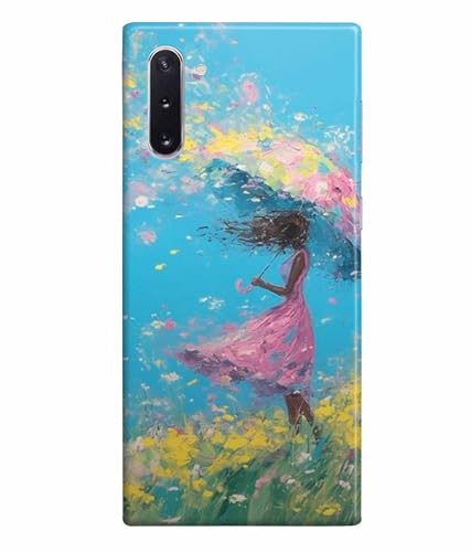 Image of Printed Hard Back Case Cover & Compatible for Samsung Galaxy Note 10 | Painting Girl with Umbrella (Multicolor) - D1194