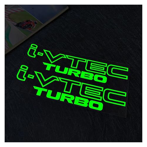 1 par de pegatinas for coche I-VTEC TURBO, pegatinas de vinilo for decoración de carrocería, ventana y parachoques.(Green,25cm)