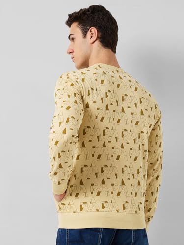 Image of Park Avenue Men Slim Fit Print Pattern Cotton Polyester Blend Full Sleeve Rib Neck Casual Sweatshirt