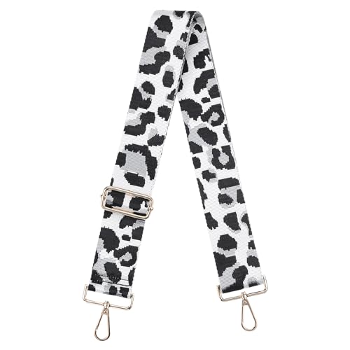 Image of uxcell Purse Strap Replacement, 31-51inch Adjustable Polyester Leopard 2inch Wide Crossbody Shoulder Strap for Handbag Guitar(White, Gold Buckle)