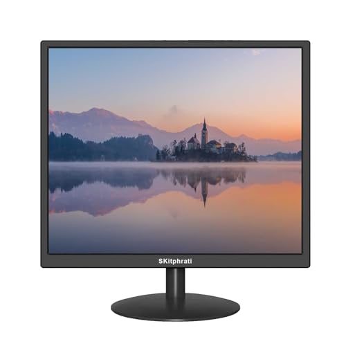 SKitphrati 19 Zoll Monitor HD 1280 X 1024 Bildschirm mit VGA, HDMI, 5:4 Seitenverhältnis, 75 Hz, VESA montierbar, TN Panel Monitor für PC, Computer, Laptop, Raspberry Pi, Schwarz