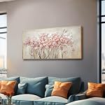 Textured Wall Art- Flower Wall Decor,Plant Pictures Wall Art Posters for Room Pink Wall Decor for Office and Living Room, 24" x 48"