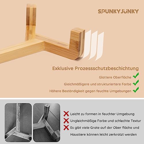 SPUNKYJUNKY Hundenapf Keramik Doppel Hund Futternapf mit Bambus Ständer für Katzen und Hunde (400ml, Weiß)