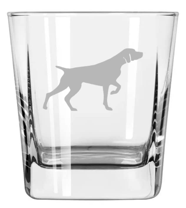 MIP Brand Puntero alemán de pelo corto de 355 ml con base cuadrada para whisky, doble vaso antiguo