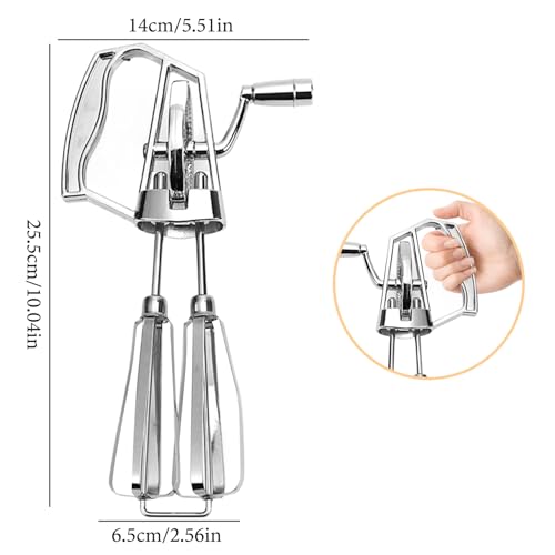 Batidor de huevos con manivela batidora de mano de doble cabezal de acero inoxidable 8