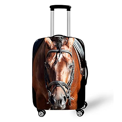 Housse de Valise Protection Taille, Morbuy Imprimé en Tissu Unique Home Elastique Coffre Valise Valise Coque Luggage Cover Étui avec Fermeture (Cheval Brun,S)