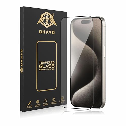 Image of OHAYO Tempered Glass Screen Protector Compatible with iPhone 15 Pro - 9H Hardness, Anti-Scratch, HD Clear, Bubble-Free Installation, Case Friendly, Fingerprint Resistant