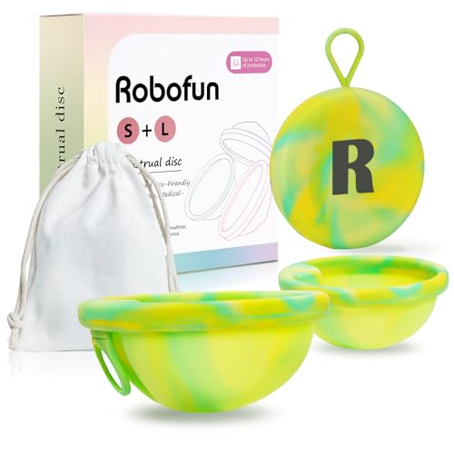 Disque Menstruel, 2 Pièces (S+L) - Coupe Menstruelle Réutilisable en Silicone Médical 100% pour Tous les Courants, Sans Danger pour le Sport et la Natation - Vert